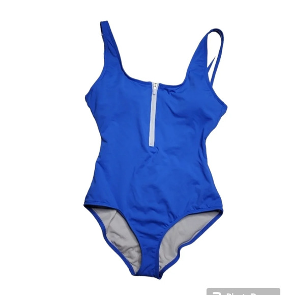 OceanGear Blue Front Zipper One Piece Swimsuit - Picture 1 of 5